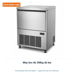 Máy làm đá 300kg đá bia – ảnh minh họa thiết bị inox công nghiệp.